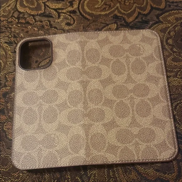 Coach Signature Pattern folio Phone Case 16 pro max like new condition leather - Picture 1 of 6